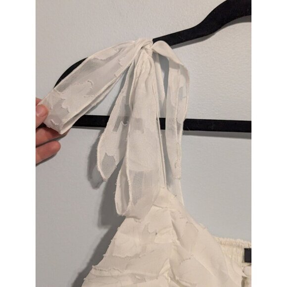 Lulus Womens Med Sleeveless Midi White Floral A-line Wedding Party Summer Dress - Picture 6 of 14